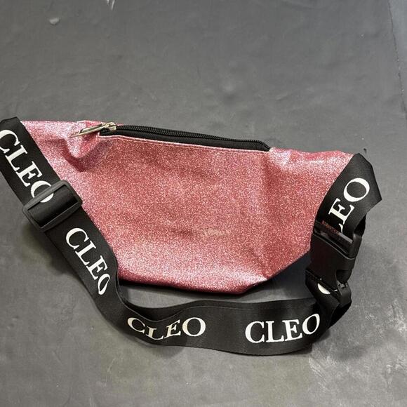 Cleo Pink Glitter Preppy Designer Fanny Pack Outdoor Waist Belt Bag - Picture 4 of 12